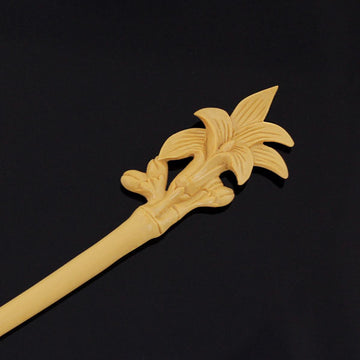 CrystalMood Handmade Carved Wood Hair Stick Lily B 7" Boxwood